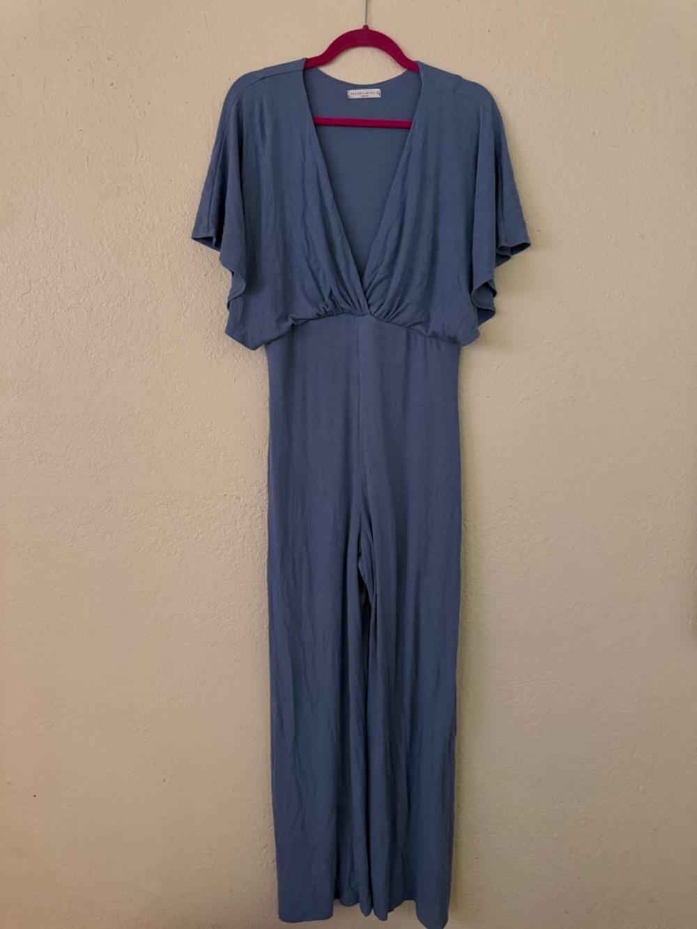 Blue V-Neck Wide Leg Jumpsuit
